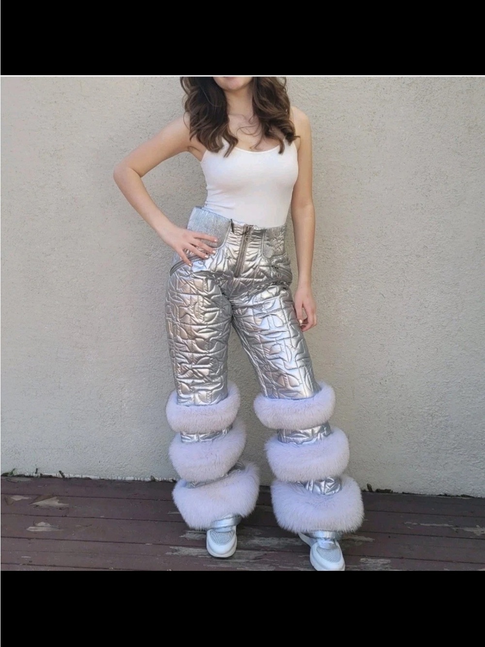 Moose Knuckle Silver Snow Pants with Genuine Fur